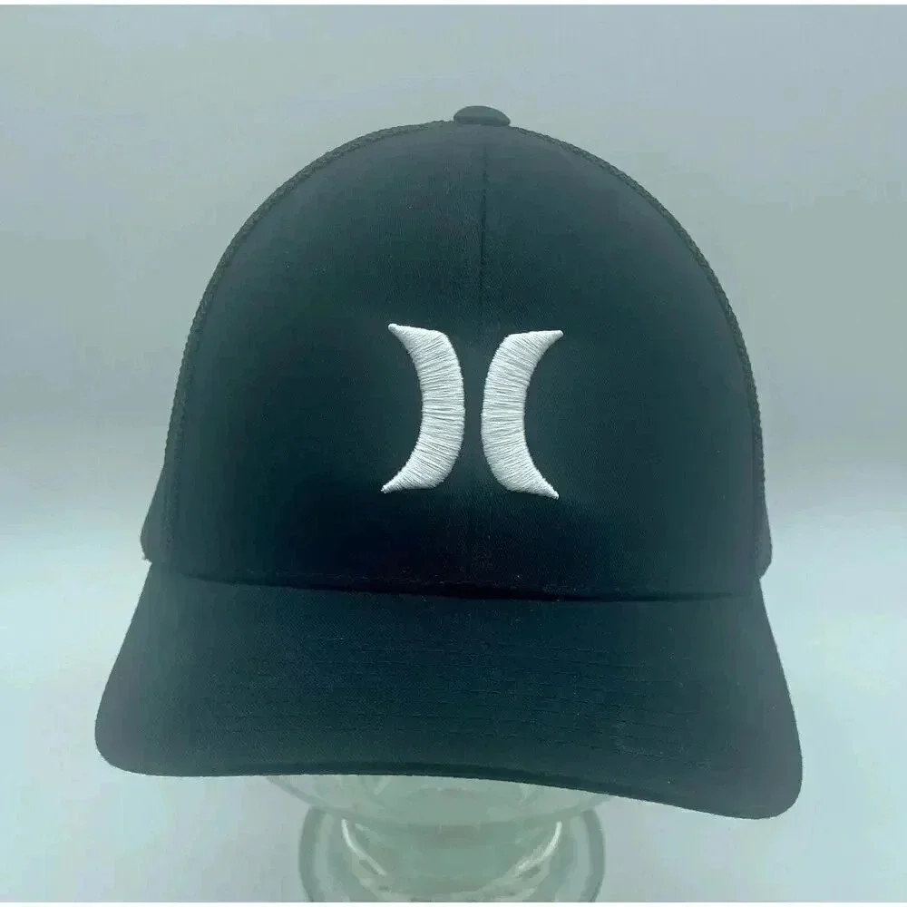 Hurley Flexfit Mesh Cap Hat Black & White Yupoong Size L - XL NWOT